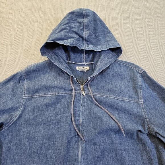 Duck Head Full Zip Hoodie Chore Jacket Women's Size Large Blue Chambray EUC - Picture 4 of 13